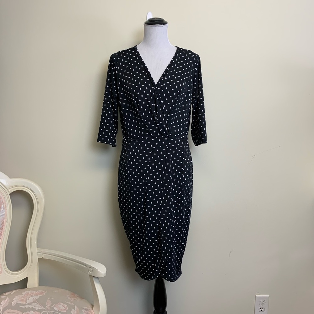 Crossover V-Neck bodice with a faux wrap skirt 1XL - Picture 1 of 13